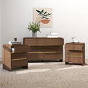 Walnut Brown Chest of Drawers and Pair of 3 Drawer Bedside Tables - Meridian Walnut Brown Range