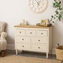Taupe & Wooden 7 Drawer Chest of Drawers - Claudia Range
