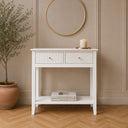 White 2 Drawer Console / Dressing Table - Hales White Range