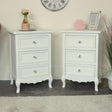 White Bedroom Furniture Large Chest of Drawers, Dressing Table Set &amp; Pair of Bedside Tables - Victoria Range