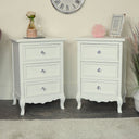 White Bedroom Furniture Large Chest of Drawers, Dressing Table Set &amp; Pair of Bedside Tables - Victoria Range