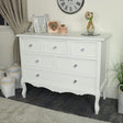 White Bedroom Furniture Large Chest of Drawers, Dressing Table Set &amp; Pair of Bedside Tables - Victoria Range