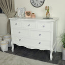 White Bedroom Furniture Large Chest of Drawers, Dressing Table Set &amp; Pair of Bedside Tables - Victoria Range