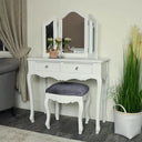 White Bedroom Furniture Large Chest of Drawers, Dressing Table Set &amp; Pair of Bedside Tables - Victoria Range