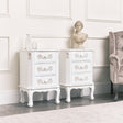 Pair of Antique White 3 Drawer Bedside Tables - Pays Blanc Range
