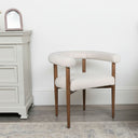 White Boucle Curved Dining Chair