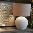 White & Cream Stone Table Lamp with Shade