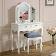 White Dressing Table, Mirror, Stool Set - Victoria Range
