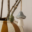 White &amp; Grey Autumn Mushroom Hanging Decoration - 7cm