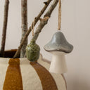 White &amp; Grey Autumn Mushroom Hanging Decoration - 7cm