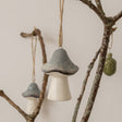 White & Grey Autumn Mushroom Hanging Decoration - 7cm