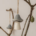 White & Grey Autumn Mushroom Hanging Decoration - 7cm