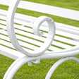 White Metal Ornate Distressed Garden Bench - 100cm x 92cm