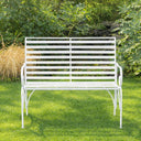 White Metal Ornate Distressed Garden Bench - 100cm x 92cm