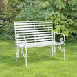 White Metal Ornate Distressed Garden Bench - 100cm x 92cm