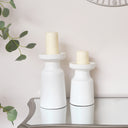 White Metal Round Pillar Candle Holder - 18cm