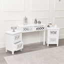 White Mirrored Console Table / Dressing Table &amp; Pair of White Mirrored Bedside Tables - Sabrina White Range