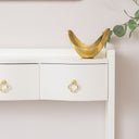 White Painted Curved 3 Drawer Console Table with Glass Top - Austin White Range