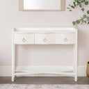 White Painted Curved 3 Drawer Console Table with Glass Top - Austin White Range
