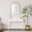White Painted Curved 3 Drawer Console Table with Glass Top - Austin White Range