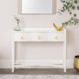 White Painted Curved 3 Drawer Console Table with Glass Top - Austin White Range