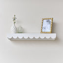 Large White Scalloped Wall Storage Shelf - 61cm