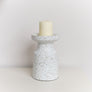 White Speckled Metal Round Pillar Candle Holder - 18cm