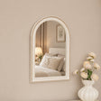 White Washed Distressed Wooden Beaded Frame Wall Mirror - 40cm x 60cm
