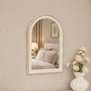 White Washed Distressed Wooden Beaded Frame Wall Mirror - 40cm x 60cm
