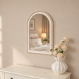 White Washed Distressed Wooden Beaded Frame Wall Mirror - 40cm x 60cm