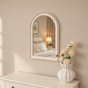 White Washed Distressed Wooden Beaded Frame Wall Mirror - 40cm x 60cm