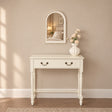 White Washed Distressed Wooden Beaded Frame Wall Mirror - 40cm x 60cm
