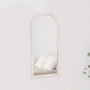 White Washed Distressed Wooden Frame Wall Mirror - 40cm x 75cm