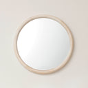 White Washed Wooden Round Wall Mirror - 50cm x 50cm