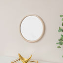 White Washed Wooden Round Wall Mirror - 50cm x 50cm