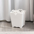White Wooden Bin With Heart Cut Out