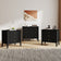 Wide 3 Drawer Chest of Drawers and Pair of Large Bedside Tables - Hales Black Range