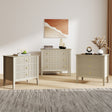 Wide 3 Drawer Chest of Drawers and Pair of Large Bedside Tables - Hales Taupe Range
