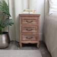 Solid Wood 3 Drawer Bedside Table - Hessian Range