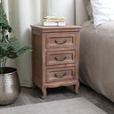Solid Wood 3 Drawer Bedside Table - Hessian Range
