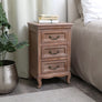Solid Wood 3 Drawer Bedside Table - Hessian Range