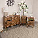 Wooden 7 Drawer Chest of Drawers &amp; Pair of 3 Drawer Bedside Tables - Pays Du Bois Range