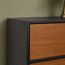Wooden &amp; Black 5 Drawer Tallboy Chest of Drawers - Ludlow Range