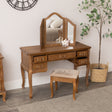 Wooden Dressing Table Desk with Triple Mirror and Stool - Pays Du Bois Range