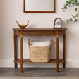 Dark Wood Half Moon Console Table with Shelf - Ashwell Range