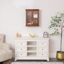 Wooden Reeded Glass Wall Cabinet