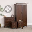 Dark Wood Reeded Wardrobe, 3 Drawer Chest of Drawers and Pair of 2 Drawer Bedside Tables - Georgian Range