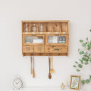 Wooden Wall Mounted Cupboard with hooks