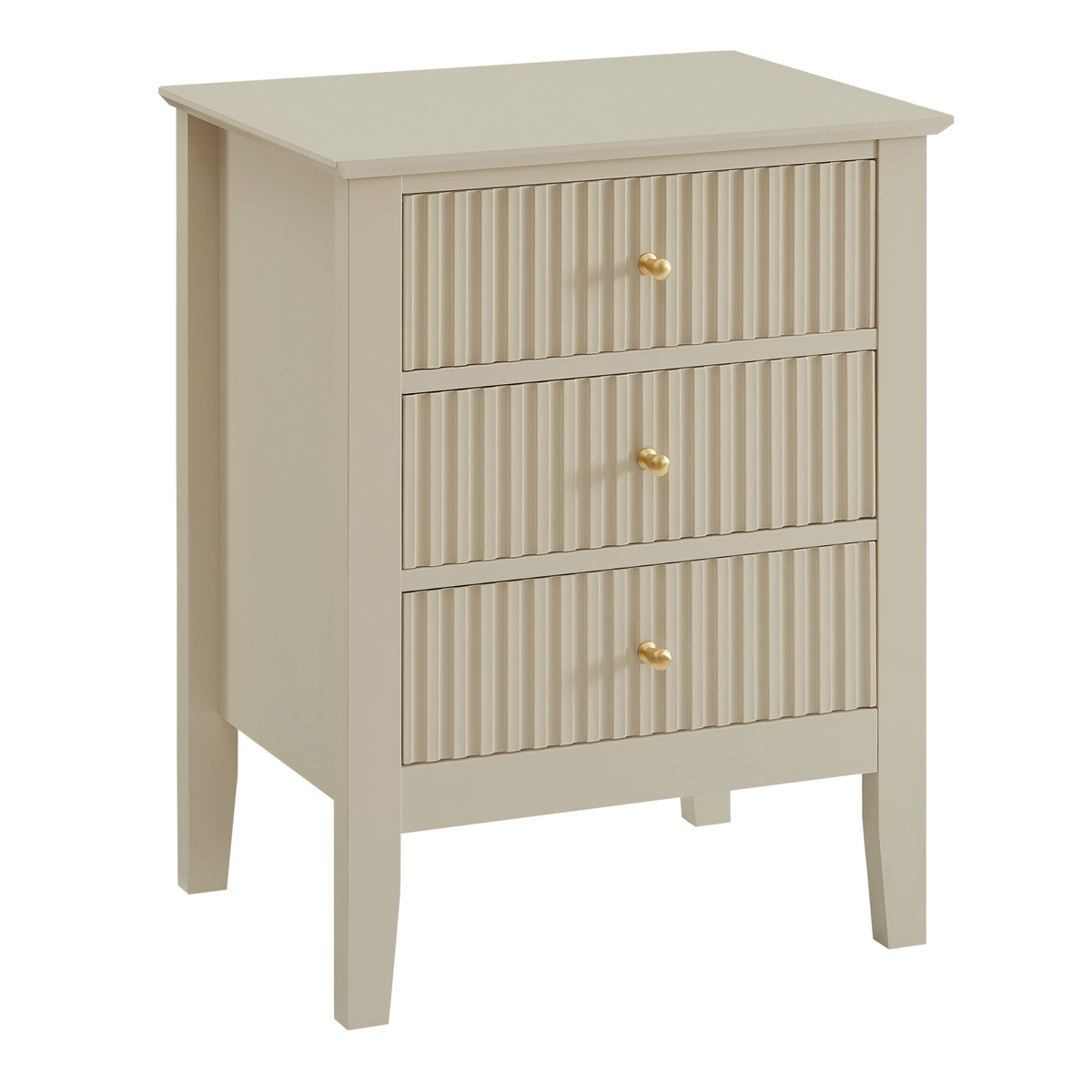 3 Drawer Bedside Table - Hales Taupe Range