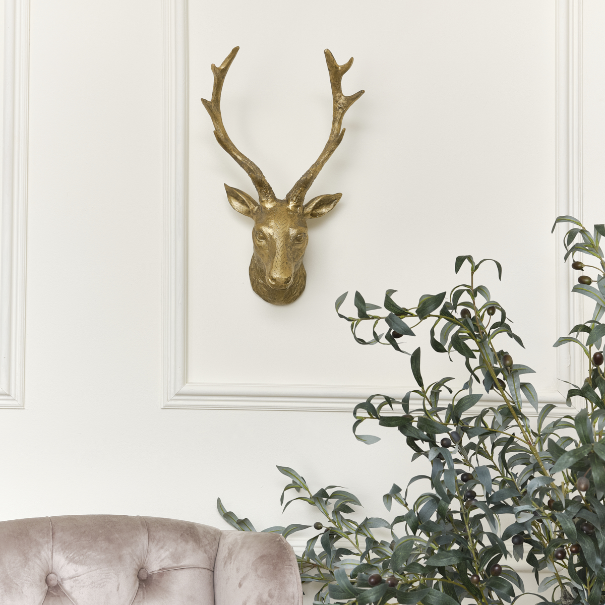 Antique Gold Metal Stag Head